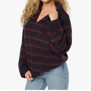 WeWoreWhat navy & red knit polo sweater